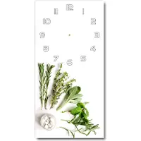 Tulup Wanduhr aus Glas – 30x60 cm - Glasbild - Glasuhr - Gehärtetes Glas -Kräuter