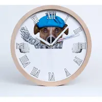 Tulup Holzuhr 20fi cm wanduhr - weiße Spitzen - kranker Hund