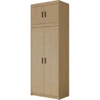 Mirjan 24 Eckkleiderschrank Elena 2D + Schrankaufsatz, Drehtürenschrank, Garderobe mit vier Drehtüren und drei Schubladen, Kleiderstange (Farbe: Geölte Eiche)