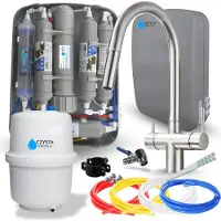 ARI Wasserfilter Set RO7 Slim mit 3-Wege Küchenarmatur Slender Inox, 7-stufige Filtration, Mineralisierung, Osmoseanlage