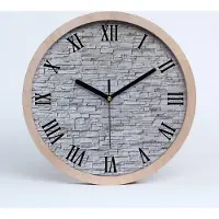 Tulup Holzuhr 20fi cm wanduhr - schwarze Spitzen - Steinwand