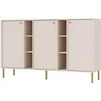 Masseno Kommode TORINO 158 cm Sideboard mit 3 Türen für Wohnzimmer Schlafzimmer Modern 158x41x95 cm Beige / Beige