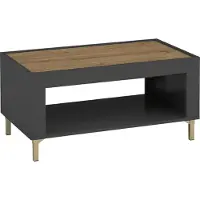 Mirjan 24 Couchtisch Mossa MO09, Wohnzimmer Kaffeetisch mit Einlegeboden, Stilvoll Kollektion (Farbe: Schwarz / Schwarz + Eiche Whisky)