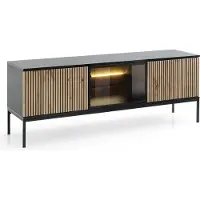 Masseno TV-Schrank SENTIERO 154 cm mit LED Fernsehschrank mit 3 Türen TV-Lowboard für Wohnzimmer Modern 154x39x56 cm Schwarz / Eiche Wotan