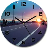 Tulup Wanduhr aus Glas 30fi Glasbild Glasuhr Gehärtetes Glas - schwarze-zeiger - highway