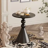 360Home Kleiner Couchtisch Rundtisch Wohnzimmer Minimalistisch Retro-Stil schwarz /CHAJI0921/