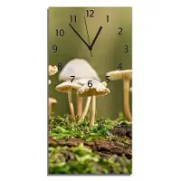 Wallario Design Wanduhr bedruckt, Größe 30 x 60 cm, Motiv: Pilze auf Baumstamm