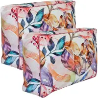Kettler Herlag Palettenkissen-Rückenkissen FLORA Blumenmuster Rosa, Wasserabweisend für Outdoor-Nutzung, Bezug Waschbar, 60x40cm, 2 Stück