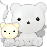 Retoo Nachtlicht für Kinder Schlafzimmer Baby Nachtleuchte Led 3 Lichthelligkeit Nachtlampe Nachttischlampe Bärenlampe Dimmbar USB-Aufladbar Weiß