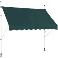 Costway Klemmmarkise 250 cm breit, Balkonmarkise ohne Bohren, wasserabweisend, Markise mit Handkurbel, Sonnenmarkise, Sonnenschutz für Balkon grün
