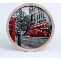 Tulup Holzuhr 30fi cm wanduhr - Red Bus City