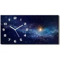 Tulup Wanduhr aus Glas – 60x30 cm - Glasbild - Glasuhr - Gehärtetes Glas - weisse-zeiger - Galaxis