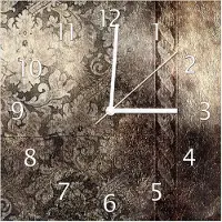 Wallario Design Wanduhr Schnörkelmuster in dunkelbraun aus Echtglas, Größe 30 x 30 cm