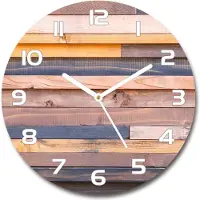 Tulup Wanduhr aus Glas 30fi Glasbild Glasuhr Gehärtetes Glas - weisse-zeiger - Wooden wall