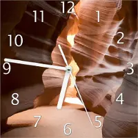 Wallario Design Wanduhr Antelope Canyon Arizona USA aus Echtglas, Größe 20 x 20 cm