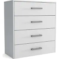 Masseno Kommode SCALINI 75 cm Sideboard mit 4 Schubladen für Wohnzimmer Schlafzimmer Modern 75x33x82 cm Weiß / Weiß