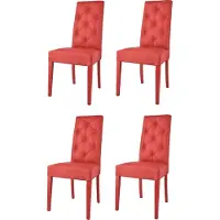 STOCK LINE t m c s Tommychairs - 4er Set Moderne Stühle CHANTAL für Küche und Esszimmer, robuste Struktur aus lackiertem Buchenholz Farbe Rot, gepolstert und mit Kunstleder Farbe Rot bezogen