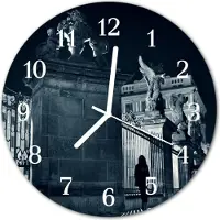 Tulup Glasuhr Wanduhr Küchenuhr Echt-Glas 30fi cm Hradschin schwarz