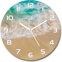 Tulup Wanduhr aus Glas 30fi Glasbild Glasuhr Gehärtetes Glas - weisse-zeiger - Beach and sea