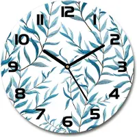 Tulup Wanduhr aus Glas 30fi Glasbild Glasuhr Gehärtetes Glas - schwarze-zeiger - Leaves