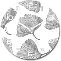 Tulup Wanduhr aus Glas 30fi Glasbild Glasuhr Gehärtetes Glas - weisse-zeiger - Ginkgo
