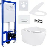 BELVIT Dusch‑WC Komplettset wandhängend mit Taharet‑Bidet Funktion, spülrandloses Wand‑WC, Softclose Sitz, UP‑Spülkasten & Vorwandelement inkl. Zubehör