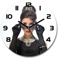 Tulup Wanduhr aus Glas 30fi Glasbild Glasuhr Gehärtetes Glas - schwarze-zeiger - A woman with glasses