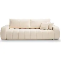 Masseno Sofa GIOIA mit Schlaffunktion, Schlafsofa, Wohnzimmersofa, Couch, Soffa, Bettsofa, Bucle-Stoff – Creme LAMBI 8