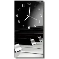 Tulup Glasuhr Wanduhr Küchenuhr Echt-Glas 30x60 Klaviertasten Grau