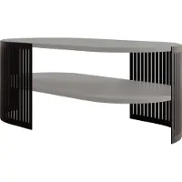 Mirjan 24 Couchtisch Fikoli Oval II, Wohnzimmer Kaffeetisch, Gestell aus Stahl (Farbe: Schwarz / Hellgrau)