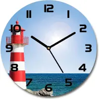 Tulup Wanduhr aus Glas 30fi Glasbild Glasuhr Gehärtetes Glas - schwarze-zeiger - Lighthouse