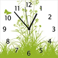 Wallario Design Wanduhr Grüne Sommerwiese aus Echtglas, Größe 30 x 30 cm