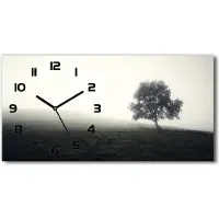 Tulup Wanduhr aus Glas – 60x30 cm - Glasbild - Glasuhr - Gehärtetes Glas - schwarze-zeiger - Lone Tree