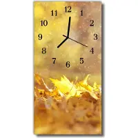 Tulup Glasuhr Wanduhr Küchenuhr Echt-Glas 30x60 Blätter Gold