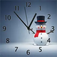 Wallario Design Wanduhr Winterstimmung - Frecher Schneemann mit Zylinder und rotem Schal aus Echtglas, Größe 30 x 30 cm