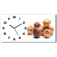 Tulup Wanduhr aus Glas – 60x30 cm - Glasbild - Glasuhr - Gehärtetes Glas - schwarze-zeiger - Cupcakes