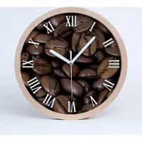 Tulup Holzuhr 30fi cm wanduhr - weiße Spitzen - Kaffeebohnen