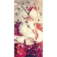 Wallario Design Wanduhr bedruckt, Größe 30 x 60 cm, Motiv: Christmas-Party - Weihnachtsmann mit Schnaps und Zigarre