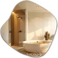 Decormat Wohnzimmerspiegel – 77 x 76,6 cm – Wanddeko – Dekospiegel – Asymmetrischer Spiegel – Organische Form – Designspiegel