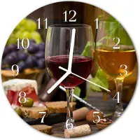 Tulup Glasuhr Wanduhr Küchenuhr Echt-Glas 30fi cm Gläser Wein mehrfarbig