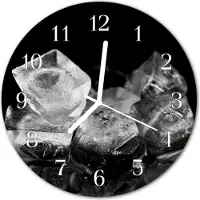 Tulup Glasuhr Wanduhr Küchenuhr Echt-Glas 30fi cm Eiswürfel schwarz-weiß