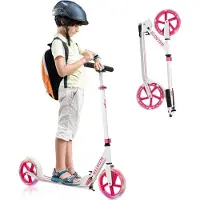 KOMFOTTEU Scooter Tretroller Klappbar, Cityroller Kickscooter mit 2 LED Rädern & Tragegurt, Roller aus Aluminium, Kickroller Roller höheverstellbar