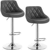 Woltu 2er Set Barhocker Barstuhl leichte reinige Kunstleder, Gute gepolsterte Sitzfläche, Höhenverstellbar 360° Drehbar, Farbwahl, Grau