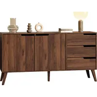 Mirjan 24 Sideboard Nordelo 2D3S, Stilvoll Wohnzimmer, Sideboard mit zwei Drehtüren und drei Schubladen (Farbe: Nuss Warmia)