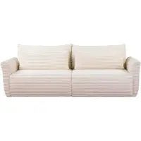 Masseno Sofa ILANO mit Schlaffunktion, Schlafsofa, Wohnzimmersofa, Couch, Soffa, Bettsofa, Kordstoff – Creme TILIA 1