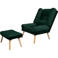 MargaretHadas24 Liegesessel Sessel Relaxsessel Lola mit Fußhocker Rückenlehne 5-stufig einstellbar Farbe: Amor Velvet 4311 – dunkelgrün