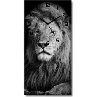 Tulup Wanduhr aus Glas – 30x60 cm - Glasbild - Glasuhr - Gehärtetes Glas -Porträt eines Löwen