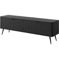 Masseno TV-Schrank LANTANA 163,2 cm Fernsehschrank mit 2 Türen TV-Lowboard für Wohnzimmer Modern 163,2x38x51,2 cm Schwarz / Schwarz