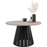 Mirjan 24 Couchtisch Circolo, Wohnzimmer Kaffeetisch, Beine und Seiten aus Stahl (Farbe: Schwarz / Cashmere)