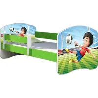 ACMA Jugendbett Kinderbett Junior-Bett Komplett-Set mit Matratze Lattenrost und Rausfallschutz Grün 13 Fußballer 180x80